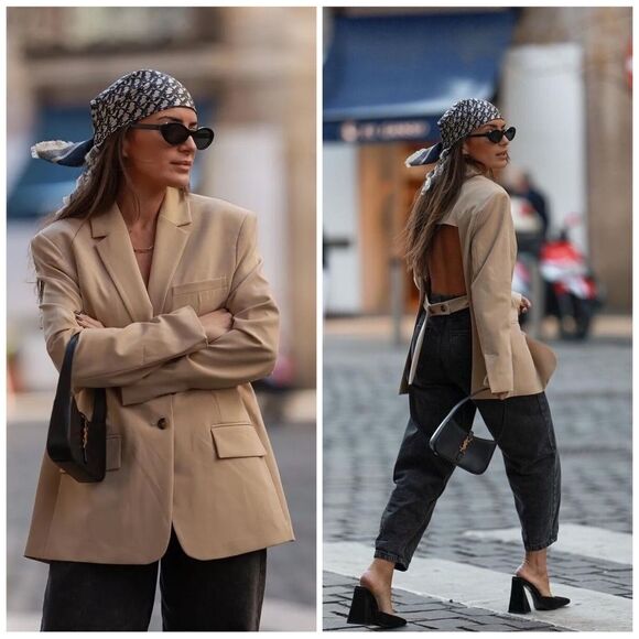 ZARA MENSWEAR STYLE BLAZER WITH OPEN BACK - Picture 1 of 5